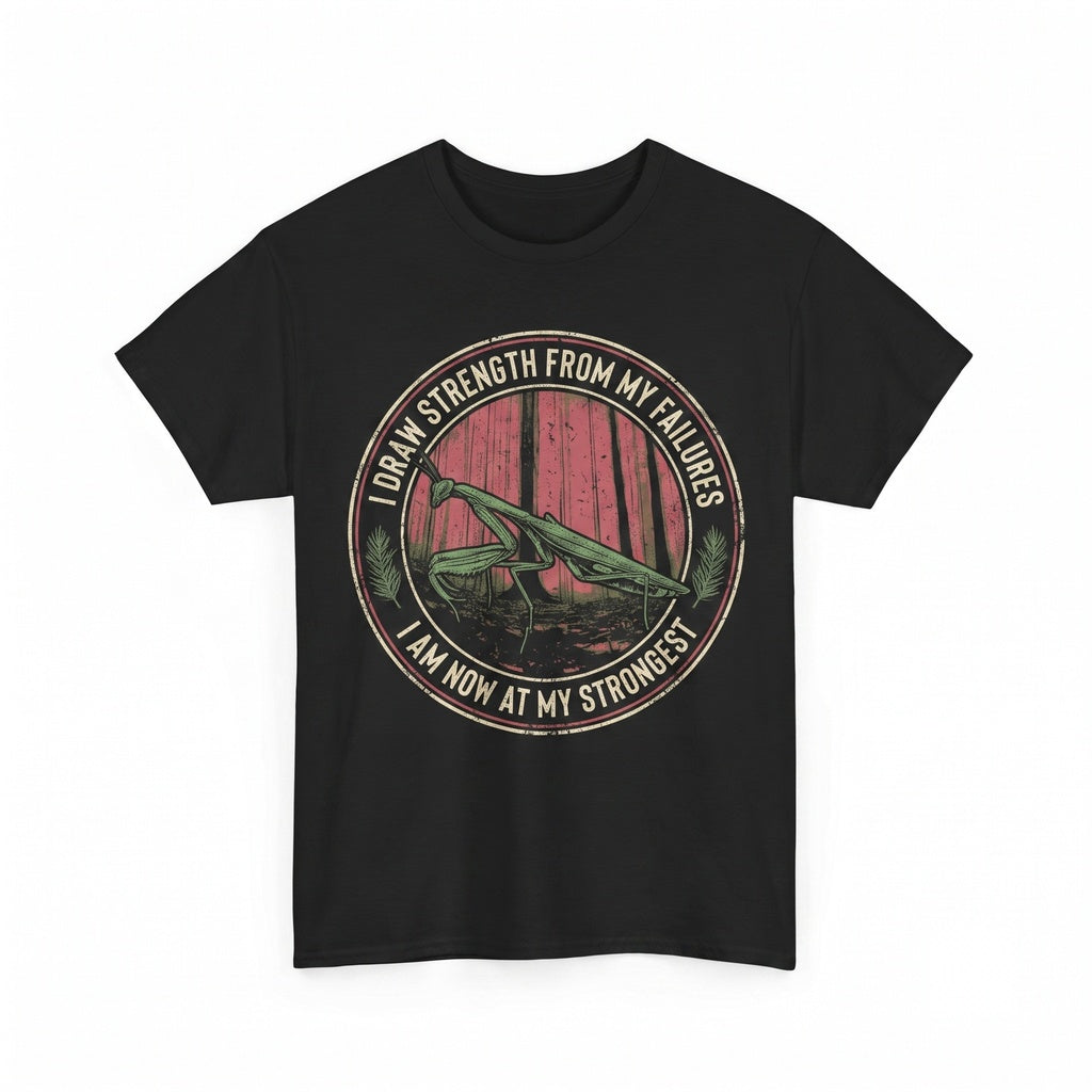 I Draw Strength From My Failures Vintage Japanese Praying Mantis Graphic Retro Aesthetic Insect Quote Apparel Unisex TShirt