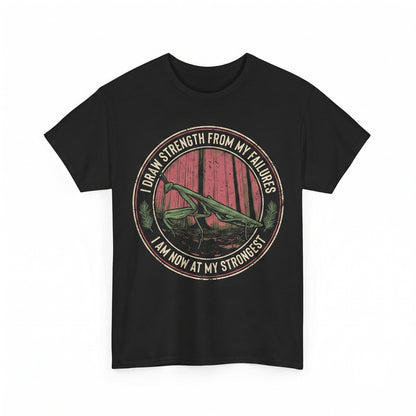 I Draw Strength From My Failures Vintage Japanese Praying Mantis Graphic Retro Aesthetic Insect Quote Apparel Unisex TShirt