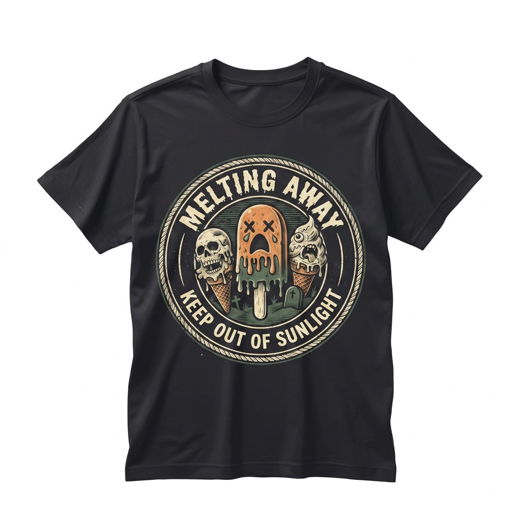 Melting Away Spooky Ice Cream Creepy Cute Halloween In July Summerween Unisex TShirt