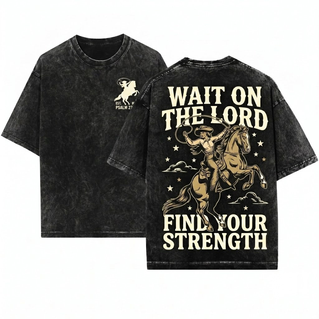 Christian Hold Your Horses Wait On The Lord Vintage Cotton Unisex Wash T-Shirt