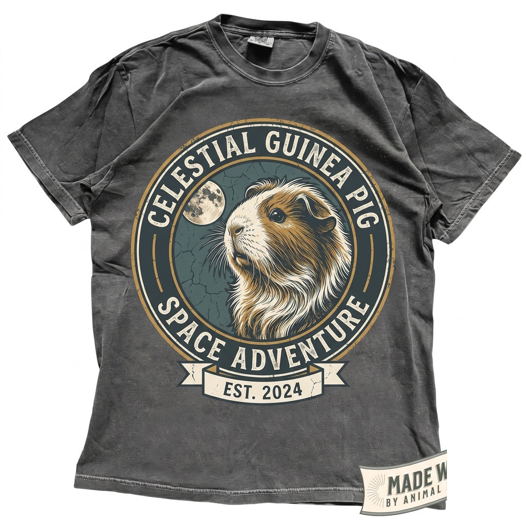 Funny Guinea Pig Howling at the Moon Graphic Retro 90s Vintage Animal Lover Pet Gift Unisex TShirt