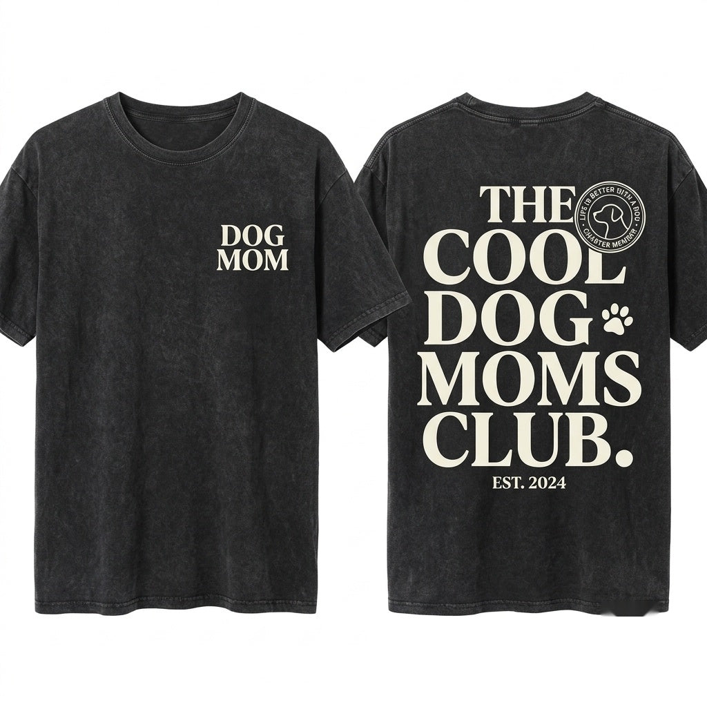 Cool Dog Mom Social Club Pet Parent Fur Mama Lover Gift Back Graphic Unisex Wash T-Shirt
