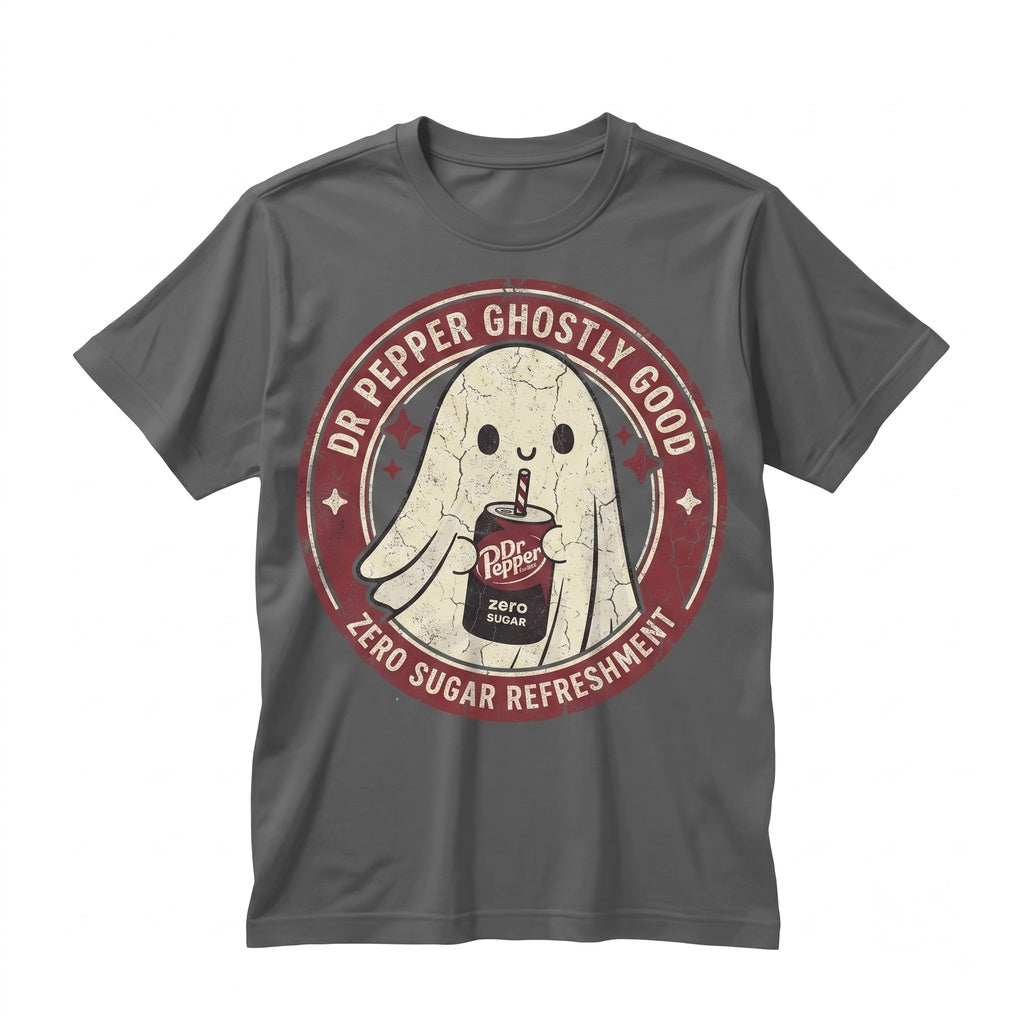 Cute Spooky Ghost Sipping Soda Pop Can Zero Sugar Beverage Lover Halloween Gift Graphic Unisex TShirt