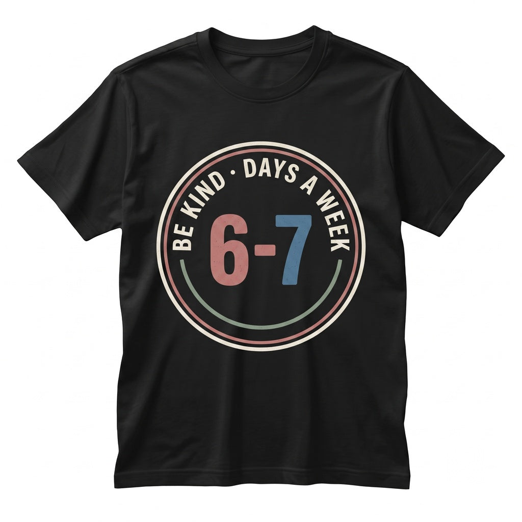 Be Kind 6-7 Days A Week Graphic Top, Positive Kindness Message Inspirational Quote Gift Apparel, Unisex TShirt