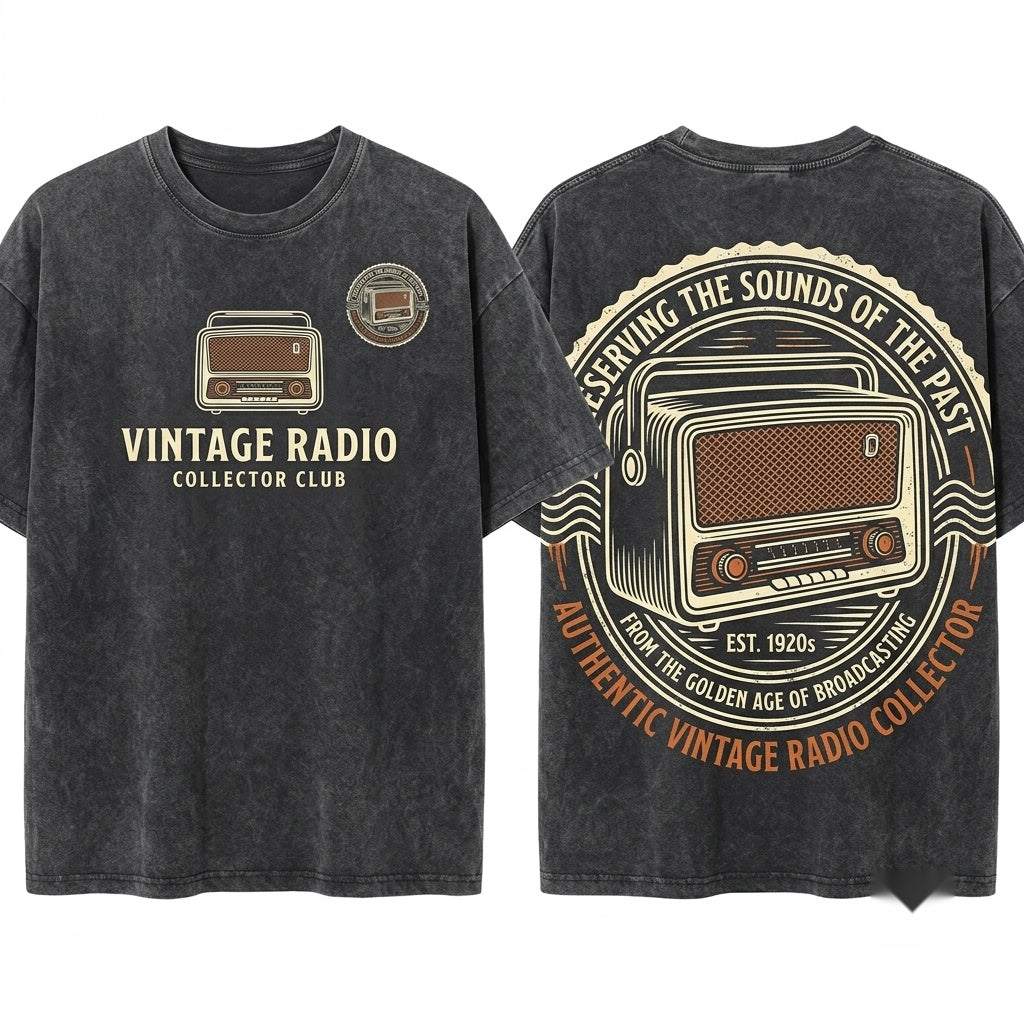Retro Vintage Radio Graphic Nostalgic Audio Music Lover Gift Unisex Wash T-Shirt