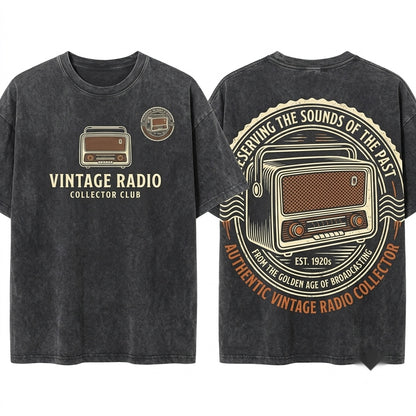Retro Vintage Radio Graphic Nostalgic Audio Music Lover Gift Unisex Wash T-Shirt
