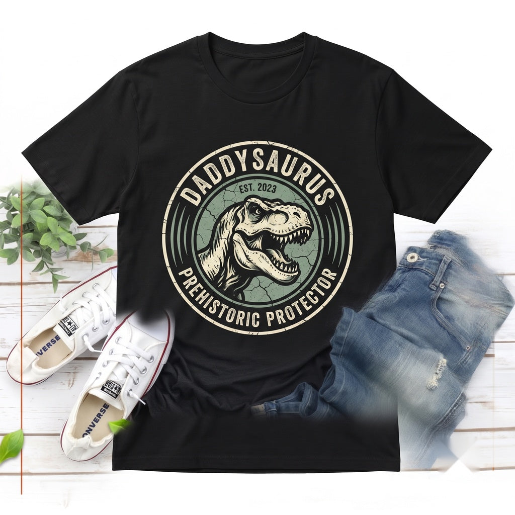 Dinosaur Fathers Day Funny Papa Present Graphic Unisex TShirt