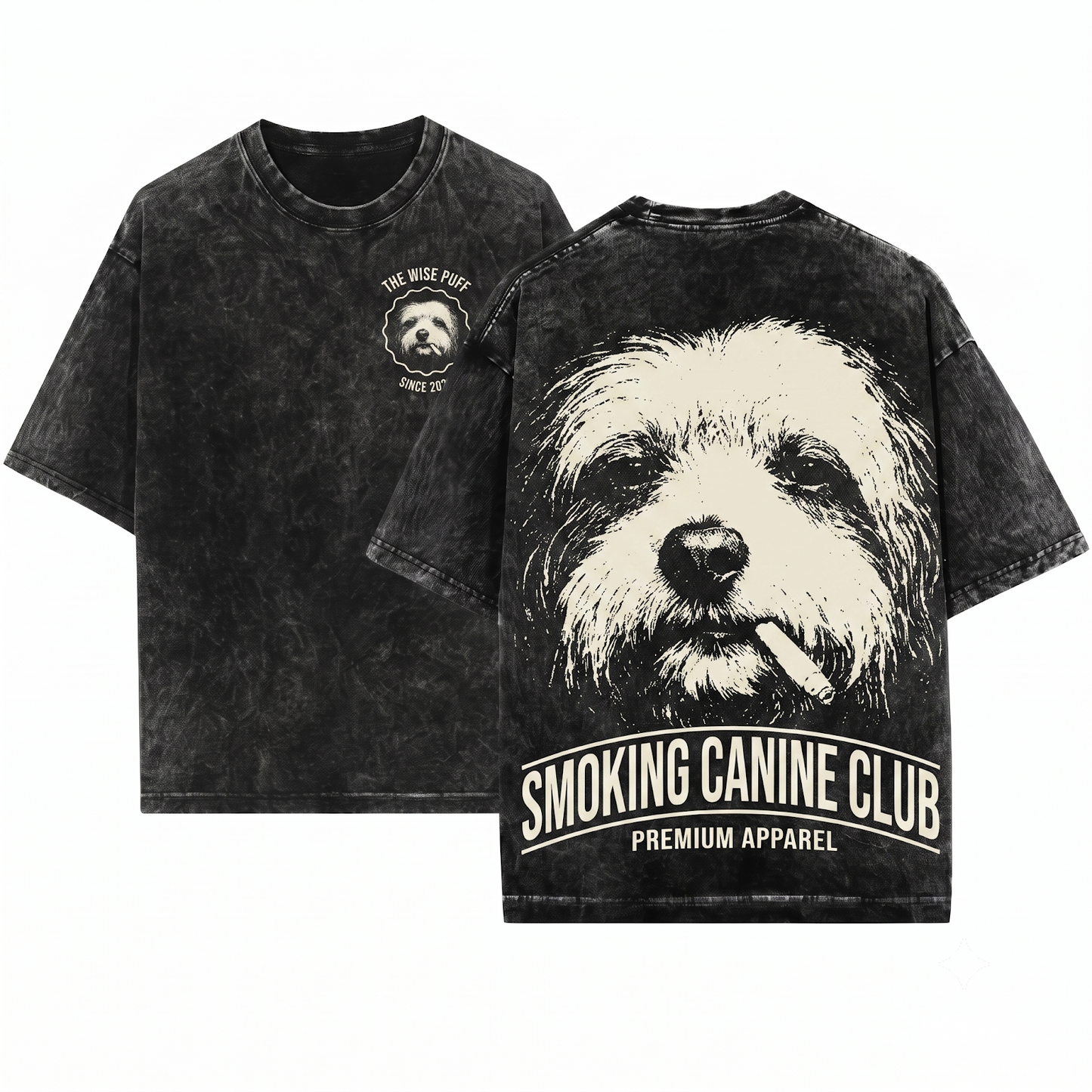 Havanese Dog Vintage Graphic Tee Retro 90s Style Edgy Smoking Pet Meme Shirt Funny Gift for Dog Mom Dad Unisex Heavyweight Garment-Dyed T-Shirt