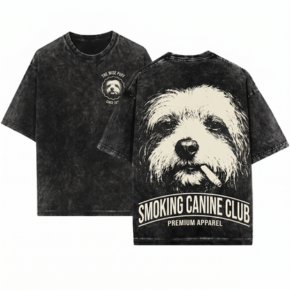 Havanese Dog Vintage Graphic Tee Retro 90s Style Edgy Smoking Pet Meme Shirt Funny Gift for Dog Mom Dad Unisex Heavyweight Garment-Dyed T-Shirt