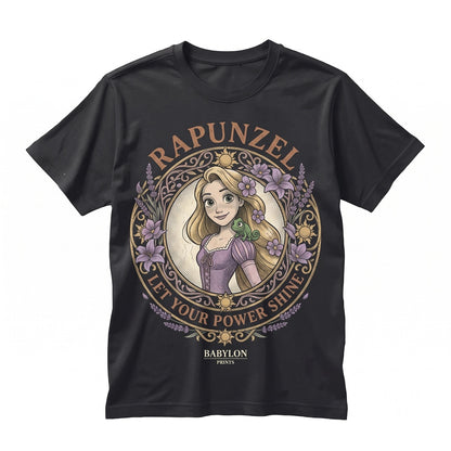 Oversized Long Hair Princess Floral Pascal Lantern Vacation Graphic Unisex TShirt