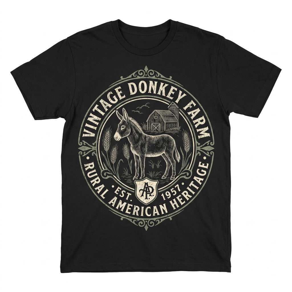 Donkey Farm Animal Graphic Barn Hay Field Country Western Ranch Life Gift Support Local Farmers Unisex TShirt