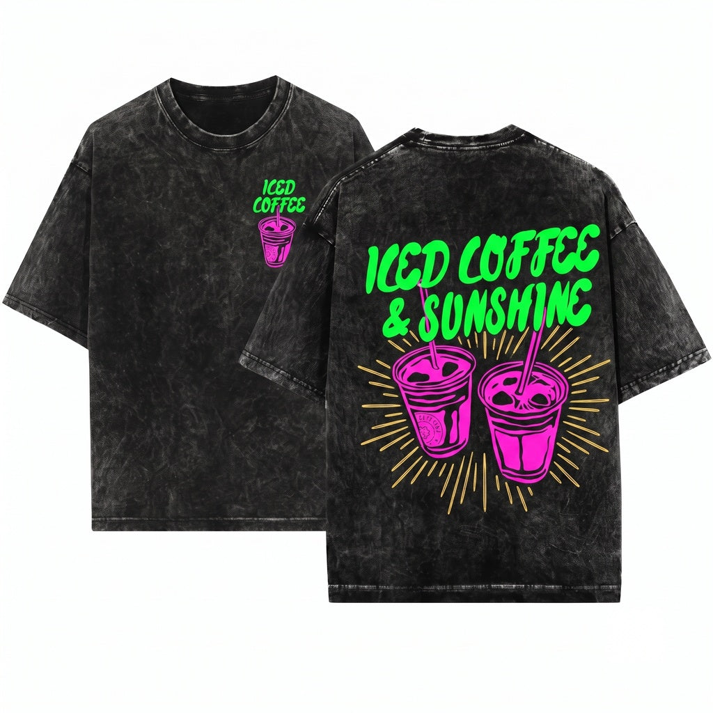 Iced Coffee Sunshine Summer Vibes Coffee Lover Club Gift Unisex Wash T-Shirt