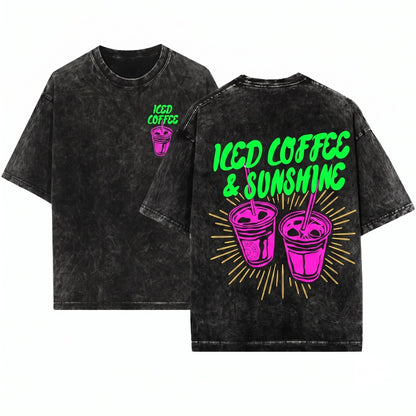 Iced Coffee Sunshine Summer Vibes Coffee Lover Club Gift Unisex Wash T-Shirt