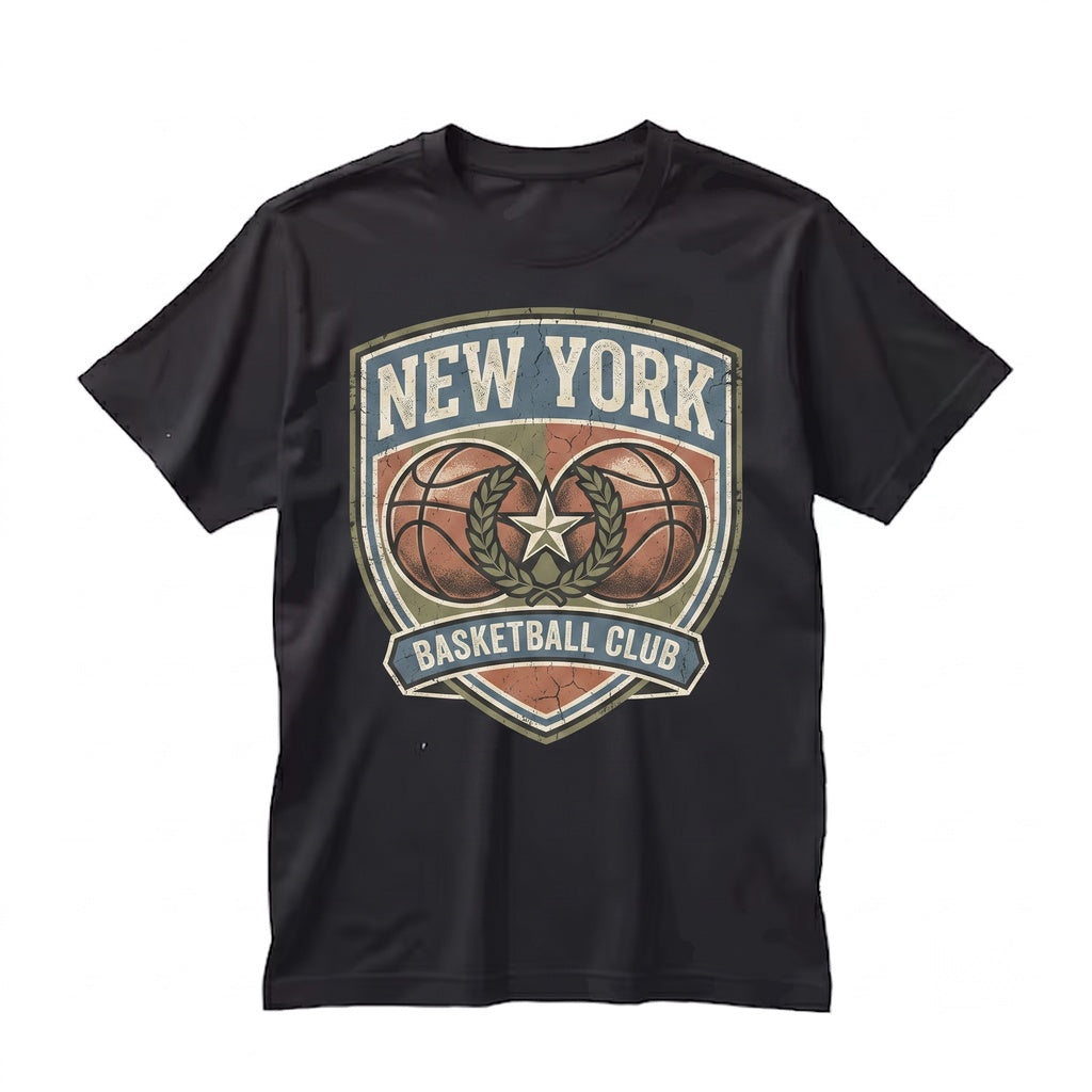 Retro 19Vintage 1990s New York City Basketball Hoops Graphic Cotton Top Unisex TShirt