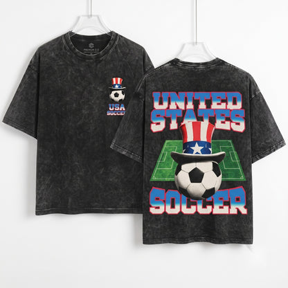 Vintage 80s 90s Retro USA Soccer Cup Graphic American Sports Tournament Unisex Wash T-Shirt