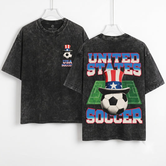 Vintage 80s 90s Retro USA Soccer Cup Graphic American Sports Tournament Unisex Wash T-Shirt