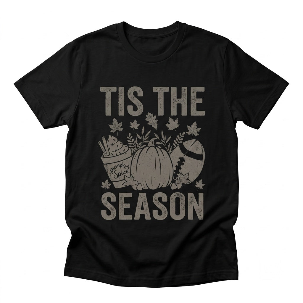 Tis The Season Fall Football Sports Pumpkin Patch Autumn Womens Halloween Graphic Coffee Apparel Unisex TShirt