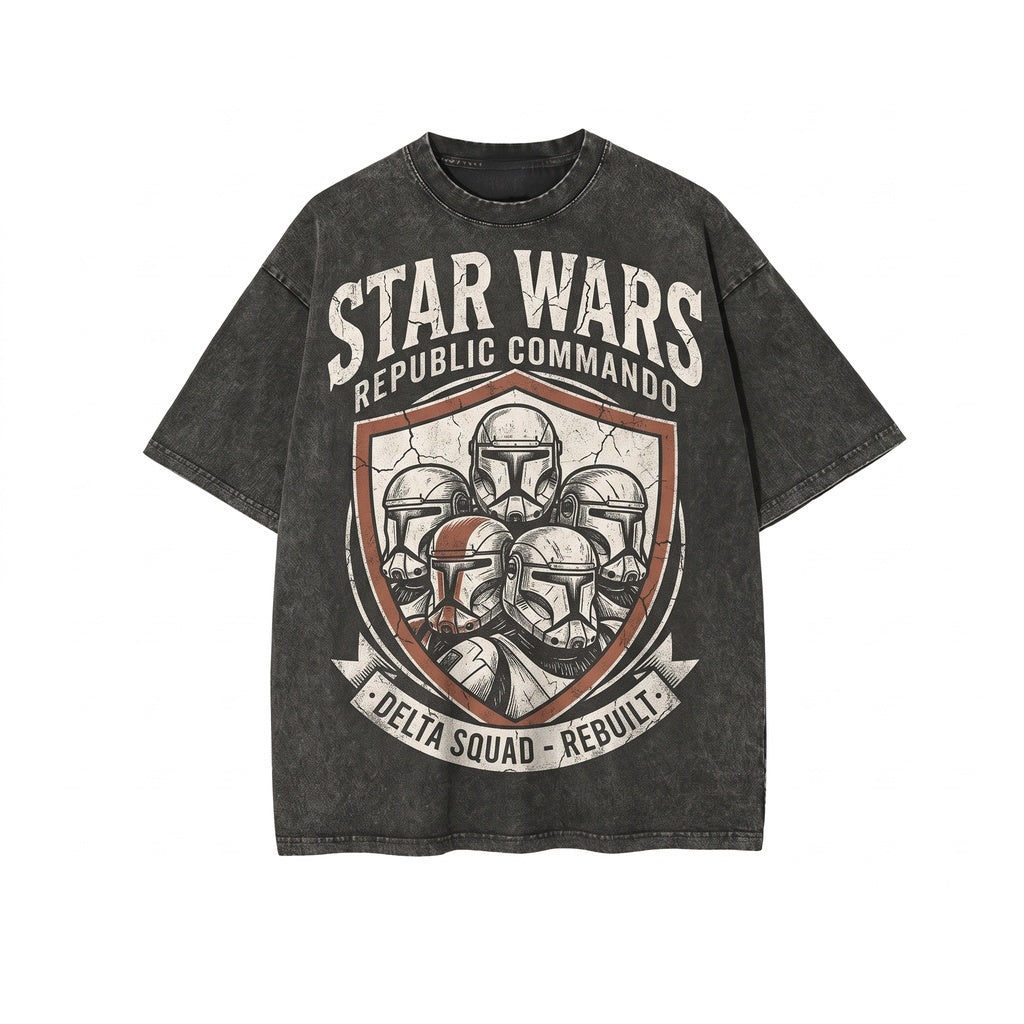 Oversized Clone Commando Trooper Bad Batch Galactic Theme Park Graphic Apparel Vintage Cotton Unisex TShirt