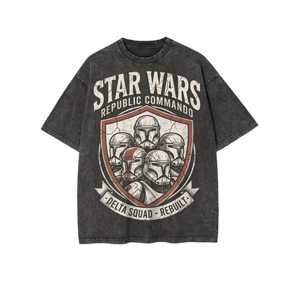 Oversized Clone Commando Trooper Bad Batch Galactic Theme Park Graphic Apparel Vintage Cotton Unisex TShirt