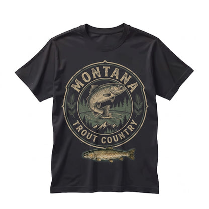Vintage Montana Trout Country Retro 90s Wild Waters Graphic Fly Fishing Artistic Nature Fisherman Gift Unisex TShirt