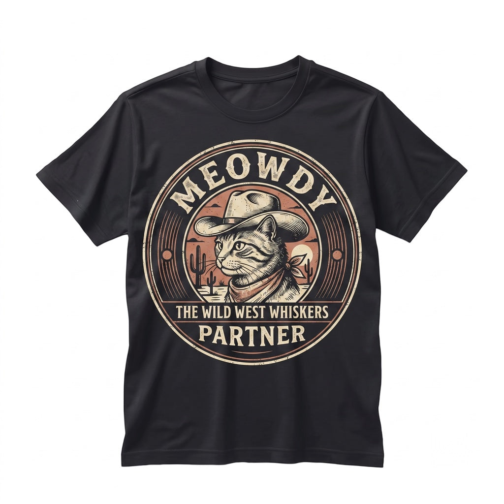 Meowdy Partner Funny Western Cowboy Cat Lover Graphic Gift Unisex TShirt