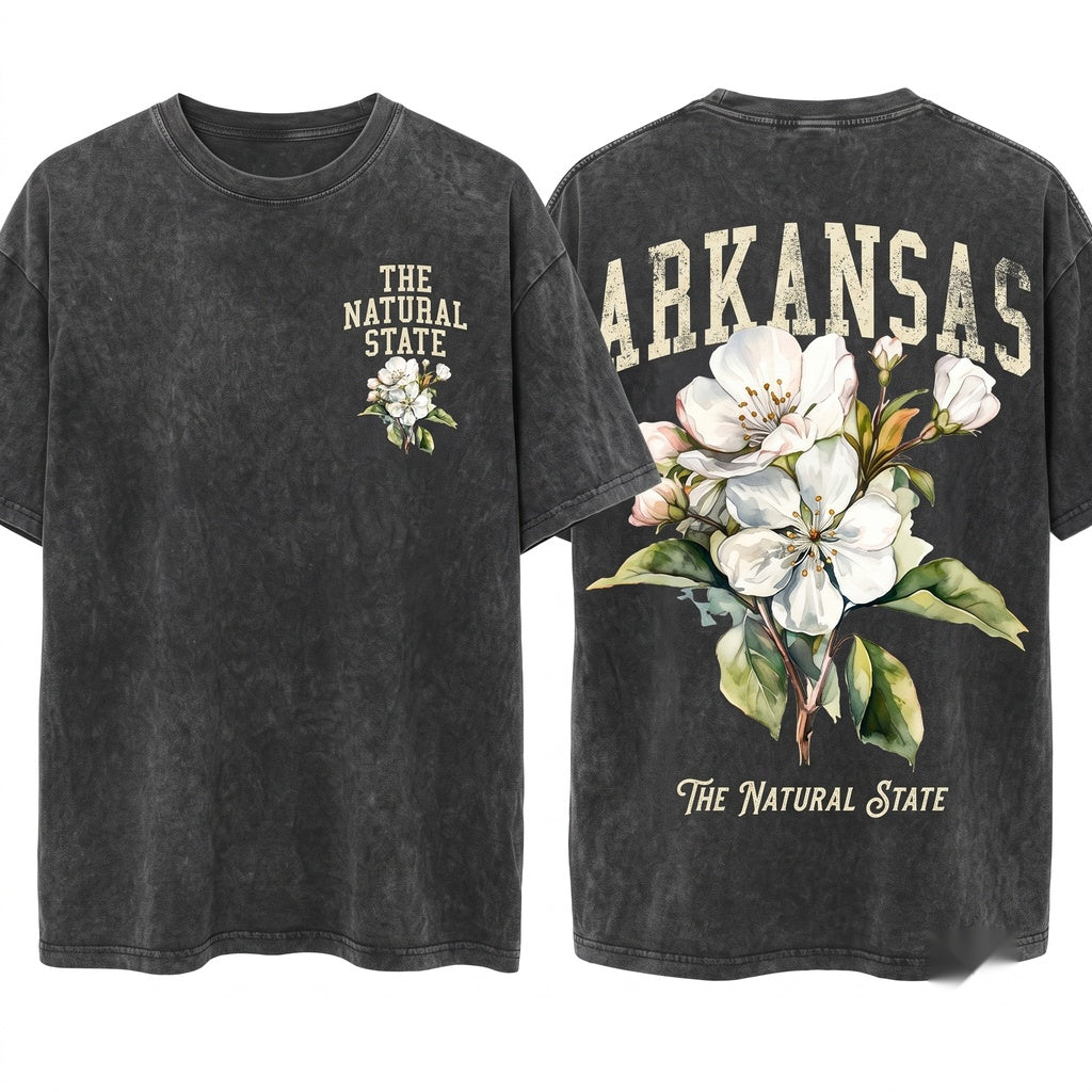 Arkansas State Flower Apple Blossom Travel Gift Unisex Wash T-Shirt