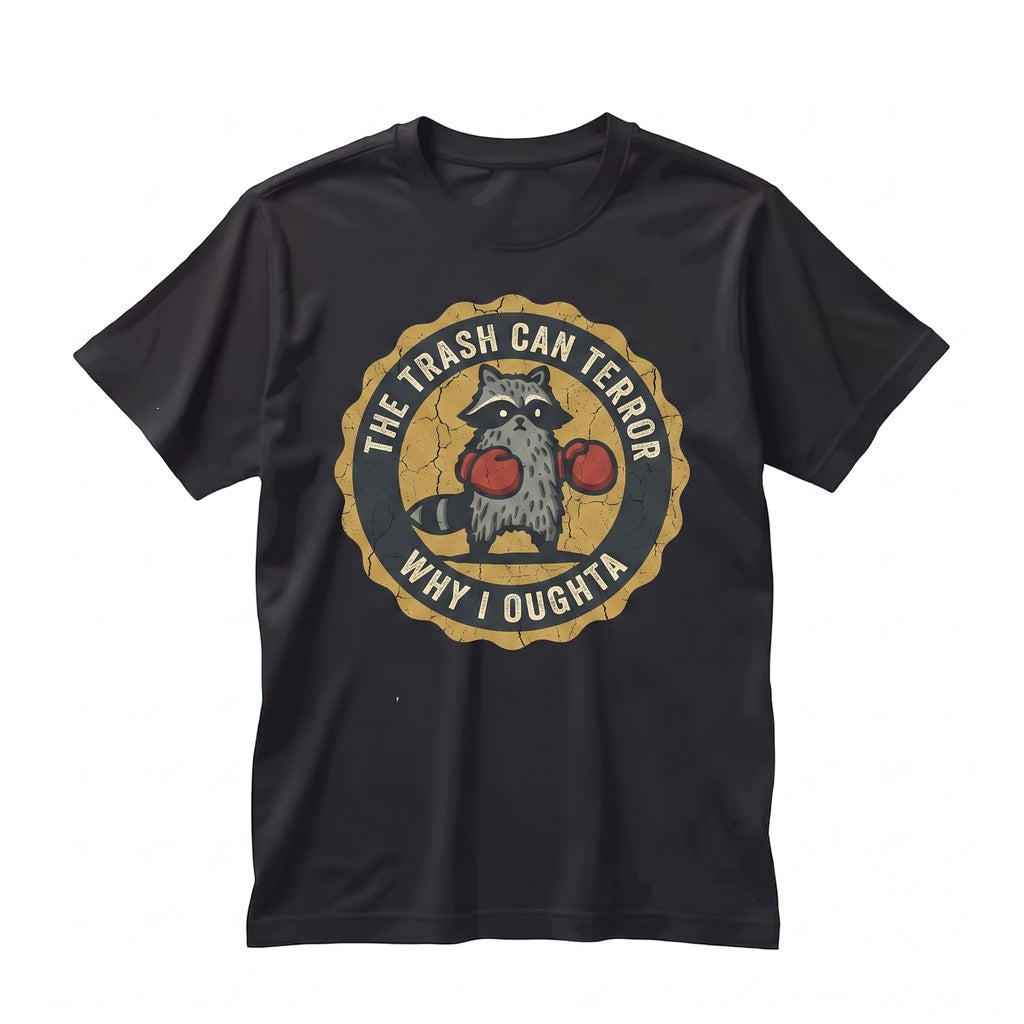 Why I Oughta Raccoon Embroidered Boxing Graphic Vintage Funny Animal Unisex TShirt