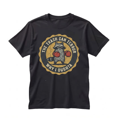 Why I Oughta Raccoon Embroidered Boxing Graphic Vintage Funny Animal Unisex TShirt