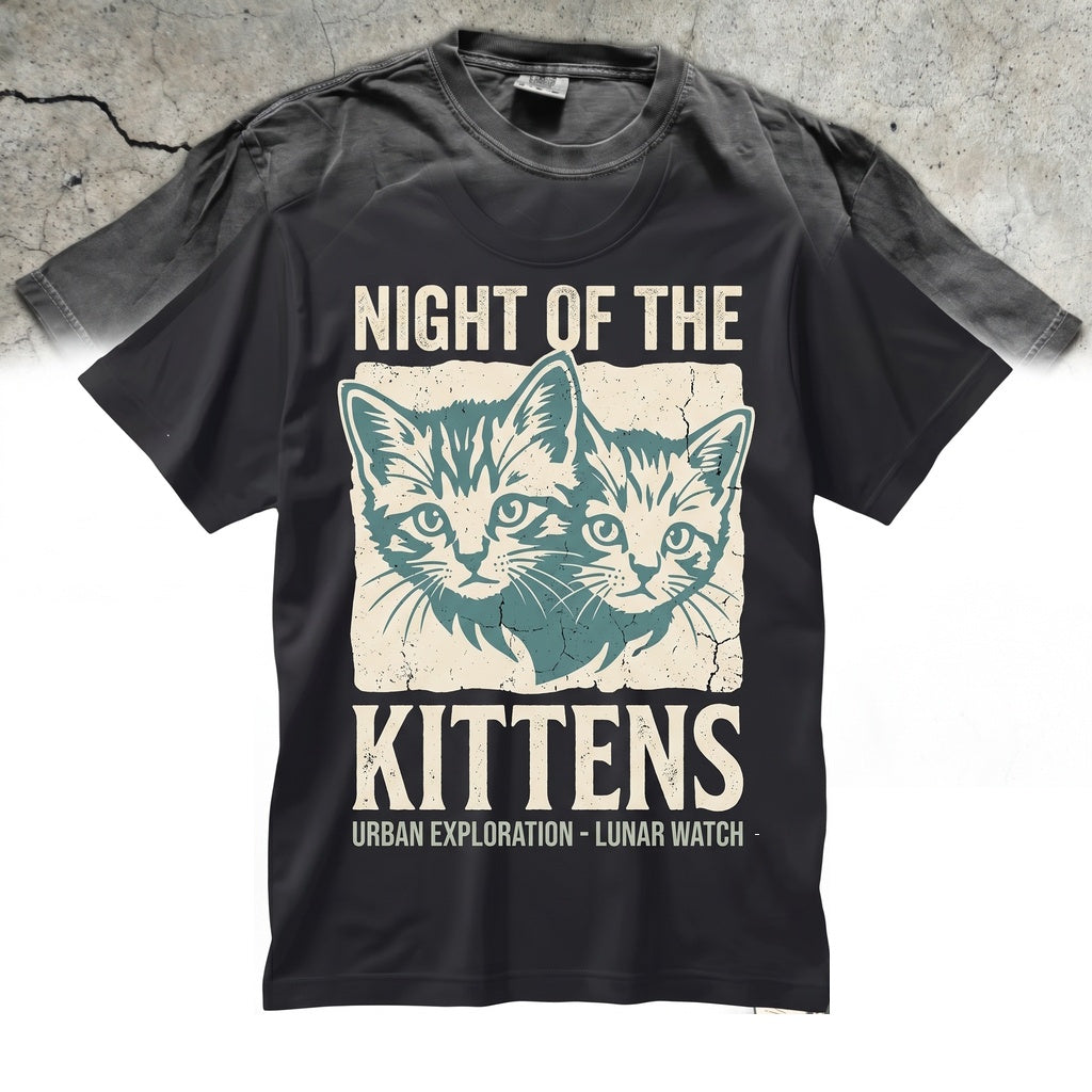 Vintage 90s Full Moon Cute Kittens Graphic Pet Lover Mom Gift for Her Unisex TShirt