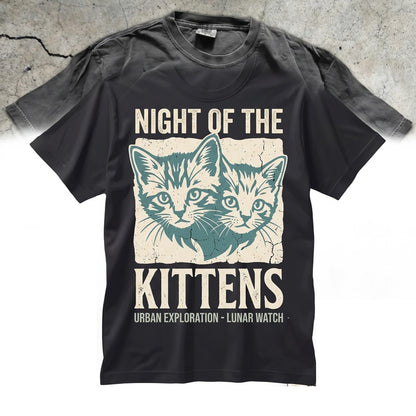 Vintage 90s Full Moon Cute Kittens Graphic Pet Lover Mom Gift for Her Unisex TShirt