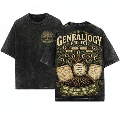 Genealogy Family Tree Historian Ancestry Roots History Lives Here Vintage Gift Unisex Wash T-Shirt