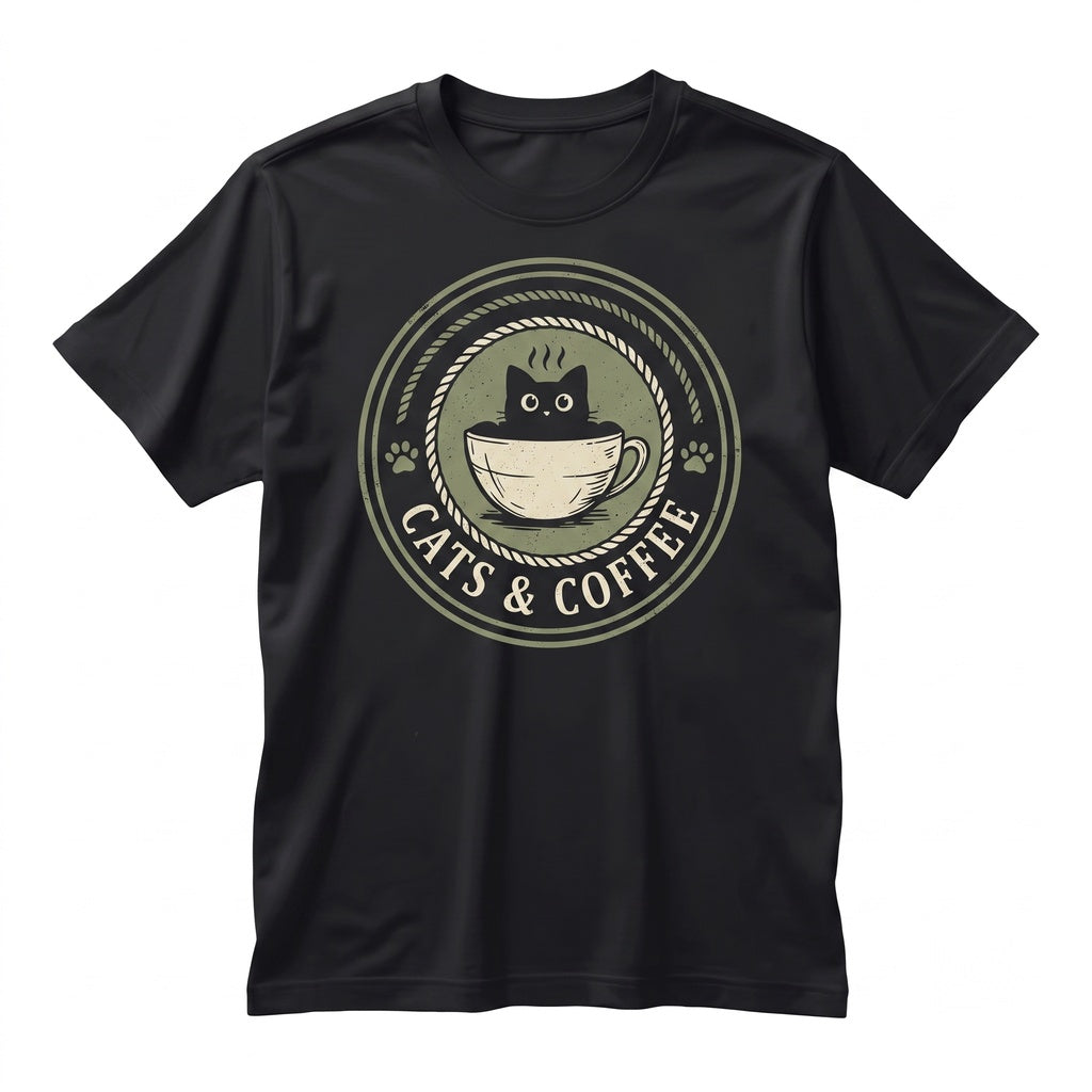 Vintage Funny Cat And Coffee Lover Mom Cute Graphic Pet Gift Unisex TShirt
