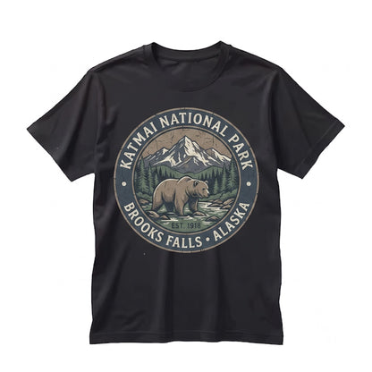 Katmai Alaska Retro Grizzly Bear Vintage Wilderness Nature Lover Graphic Unisex TShirt
