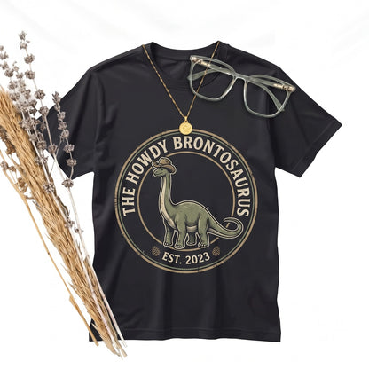 Howdy Cowboy Embroidered Funny Western TRex Dinosaur Cute Country Graphic Gift Unisex TShirt