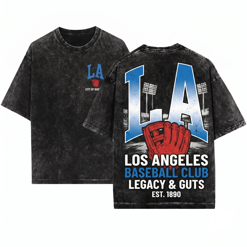 Los Angeles Baseball Minimalist LA Fan Game Day Graphic Vintage Unisex Wash T-Shirt
