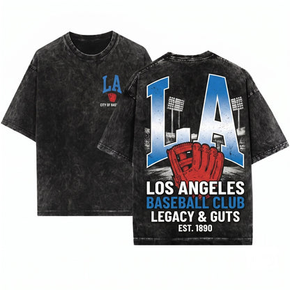 Los Angeles Baseball Minimalist LA Fan Game Day Graphic Vintage Unisex Wash T-Shirt