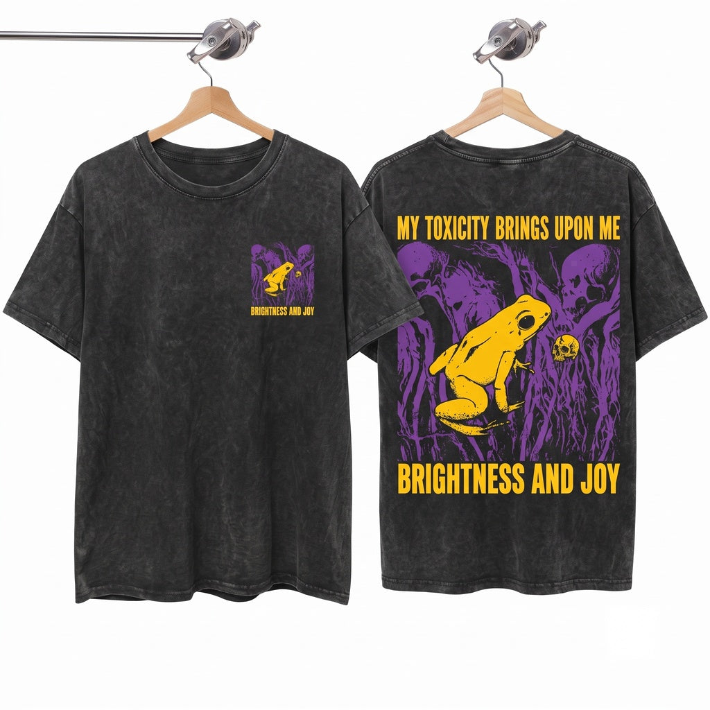 My Toxicity Vintage Japanese Frog Graphic Retro Aesthetic Unisex Wash T-Shirt