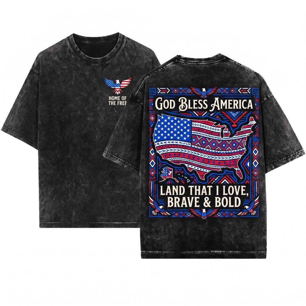God Bless America Land That I Love 4th Of July Patriotic Flag Unisex Wash T-Shirt