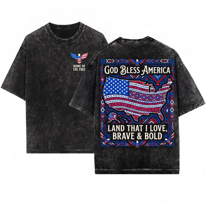 God Bless America Land That I Love 4th Of July Patriotic Flag Unisex Wash T-Shirt