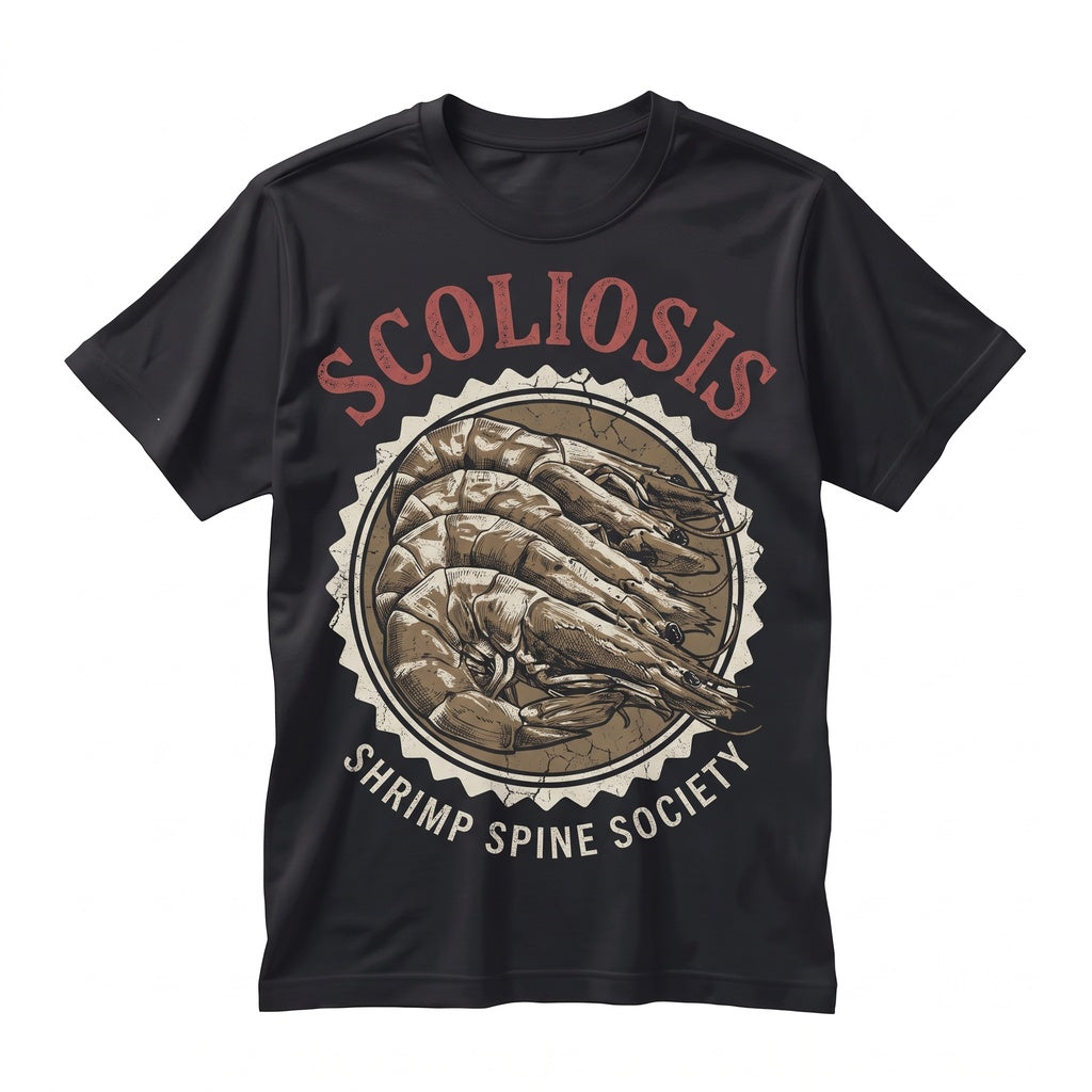Scoliosis Shrimp Funny Spine Awareness Ocean Life Novelty Apparel Unisex TShirt