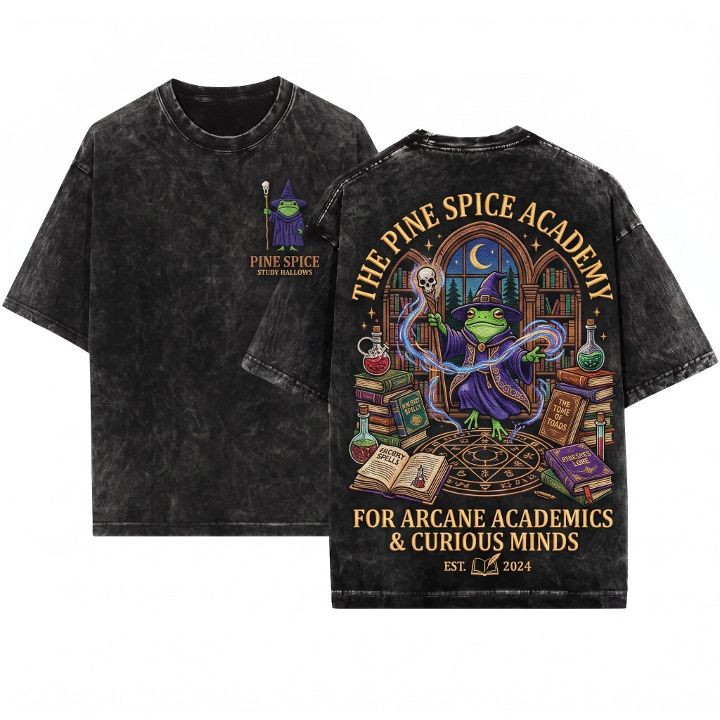 Wizard Frog Embroidered DnD Nerd Gift Ren Faire Unisex Wash T-Shirt