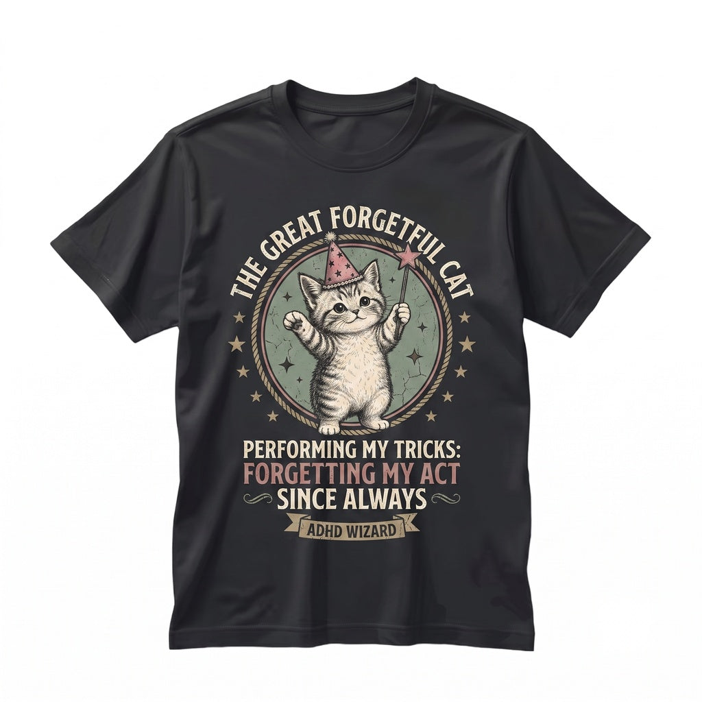 And for My Next Trick I’ll Forget What I Was Doing Funny Cat ADHD Humor Novelty Feline Lover Graphic Unisex TShirt