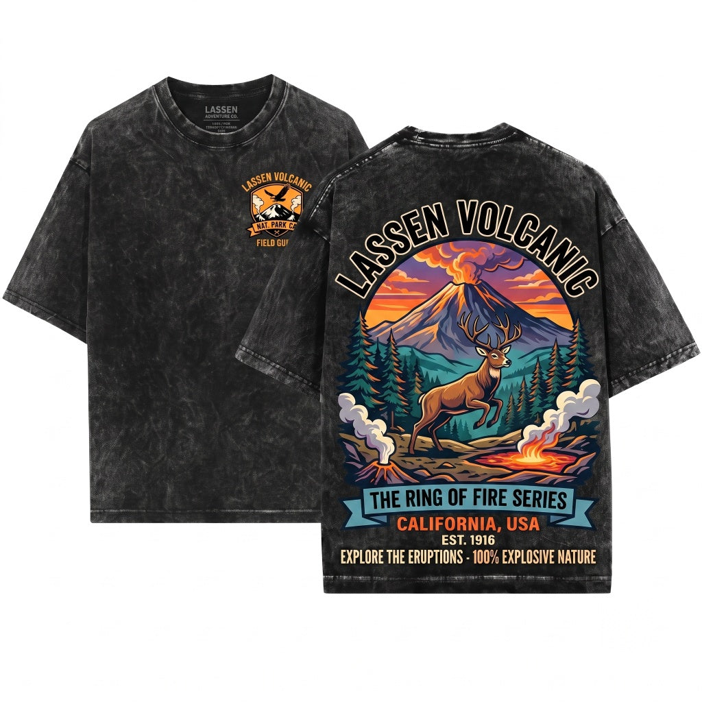 Vintage Lassen Volcanic National Park California Mountain Hiking Nature Outdoor Adventure Gift Unisex Wash T-Shirt