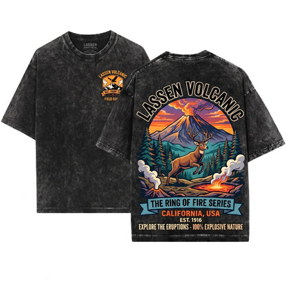 Vintage Lassen Volcanic National Park California Mountain Hiking Nature Outdoor Adventure Gift Unisex Wash T-Shirt