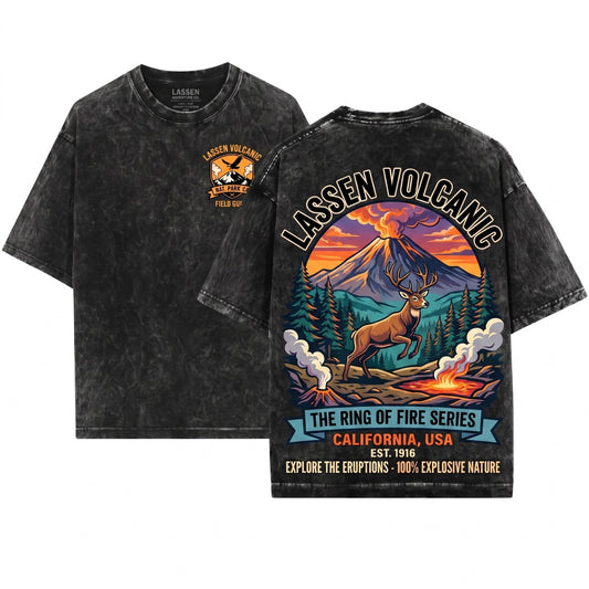 Vintage Lassen Volcanic National Park California Mountain Hiking Nature Outdoor Adventure Gift Unisex Wash T-Shirt