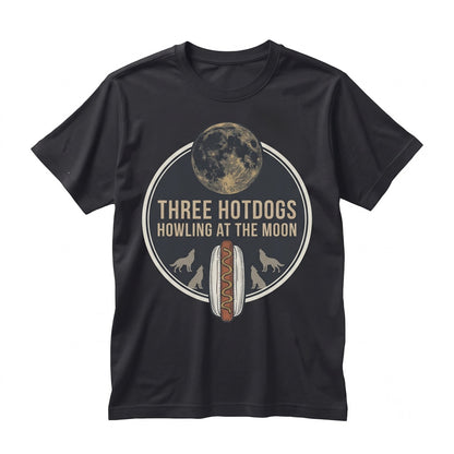 Three Hotdogs Howling At The Full Moon Vintage Graphic Gift For Men Women Unisex TShirt