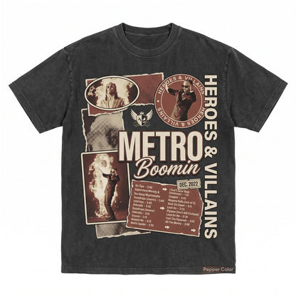 Metro Boomin Heroes & Villains Album Graphic Hip Hop Rap Producer Merch Vintage Streetwear Concert Holiday Apparel Unisex TShirt