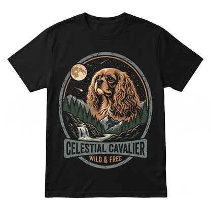 Ruby Cavalier King Charles Spaniel Howling at Full Moon Vintage 90s Retro Silly Animal Graphic Unisex TShirt