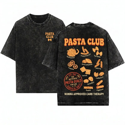 Italian Foodie Pasta Types Chart Noodle Graphic Lover Cuisine Unisex Wash T-Shirt