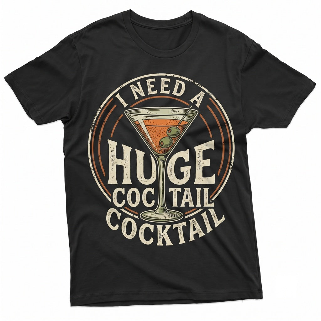 I Need A Huge Cocktail Sarcastic Humorous Drinking Party Joke Alcohol Lover Gift For Her Unisex TShirt